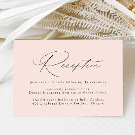 Cartão De Informações Recepção de Casamento Moderna e Elegante Rosa Bege