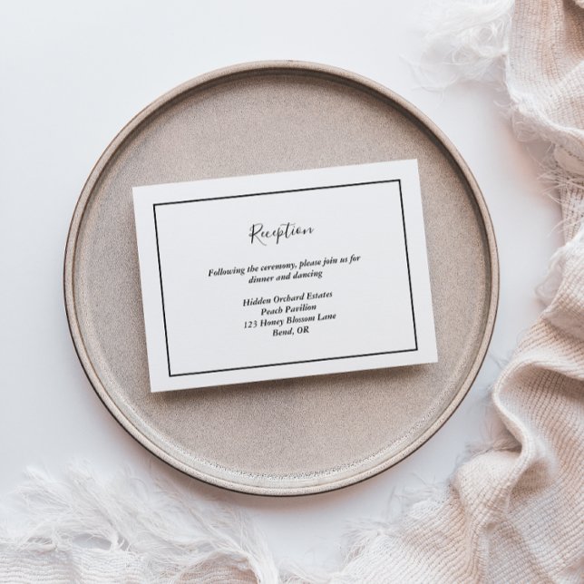 Cartão De Informações Recepção de casamento Moderna Elegante (Criador carregado)