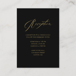 Cartão De Informações Recepção de Casamento Moderna em Grafia Preta Eleg