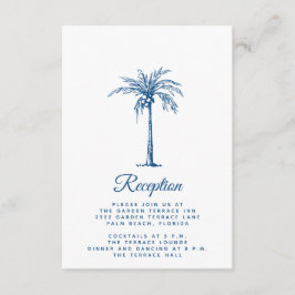 Cartão De Informações Recepção de Casamento Moderna em Palm Beach Azul