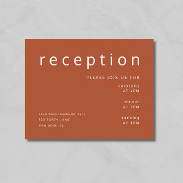 Cartão De Informações Recepção de Casamento Moderna em Terracota