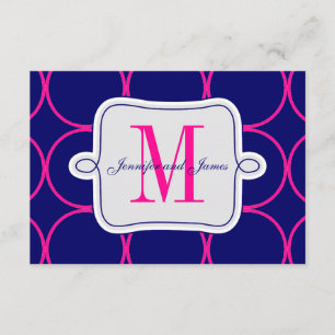 Cartão De Informações Recepção de Casamento Moderna Fuchsia Azul #2