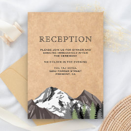 Cartão De Informações Recepção de Casamento na Floresta Montanhosa Rústi