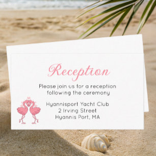 Cartão De Informações Recepção de Casamento na Praia do Flamingo Rosa Tr