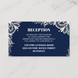 Cartão De Informações recepção de casamento náutica azul-marinho costeir