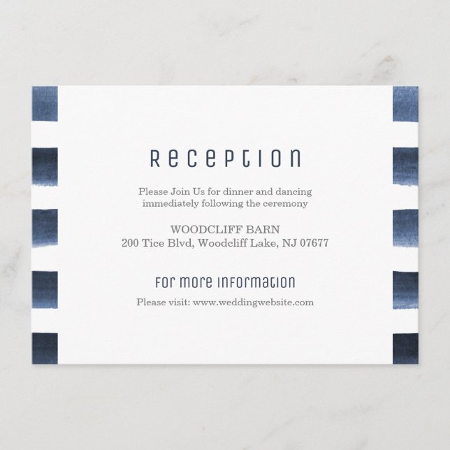 Cartão De Informações Recepção de casamento náutica do marinho de água (Frente)