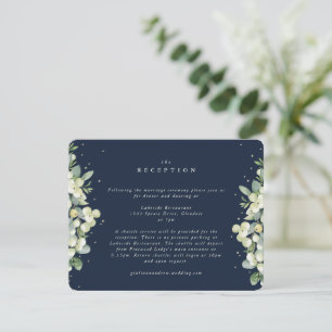 Cartão De Informações Recepção de Casamento Navy Snowberry + Eucalipto B