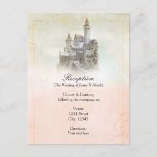 Cartão De Informações Recepção de Casamento no Castelo do Livro de Conto