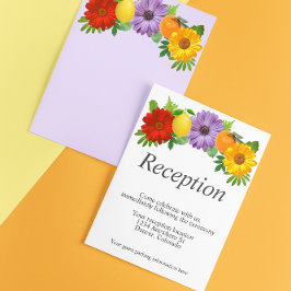 Cartão De Informações Recepção de Casamento no Jardim Floral de Citros