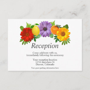 Cartão De Informações Recepção de Casamento no Jardim Floral de Citros
