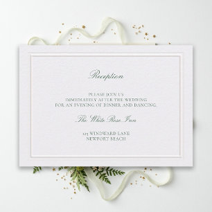 Cartão De Informações Recepção de Casamento Pérola Verde Elevada Clássic