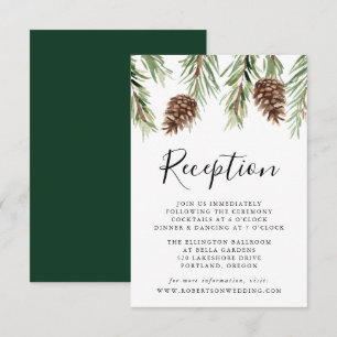 Cartão De Informações Recepção de casamento Pinecone da Aquarela Inverna