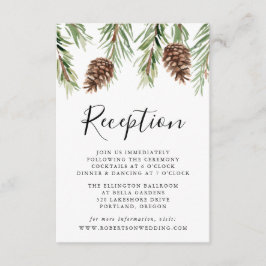 Cartão De Informações Recepção de casamento Pinecone da Aquarela Inverna