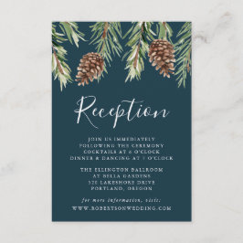 Cartão De Informações Recepção de casamento Pinecone da Aquarela Inverna