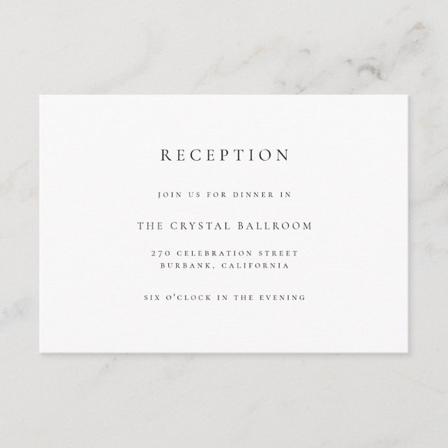 Cartão De Informações Recepção de casamento Preta de Script Elegante Sim (Frente)