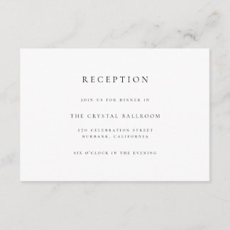 Cartão De Informações Recepção de casamento Preta de Script Elegante Sim