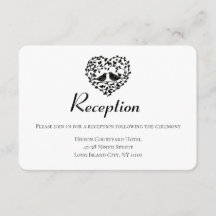 Recepção de Casamento Preto Casais de Pássaros Flo