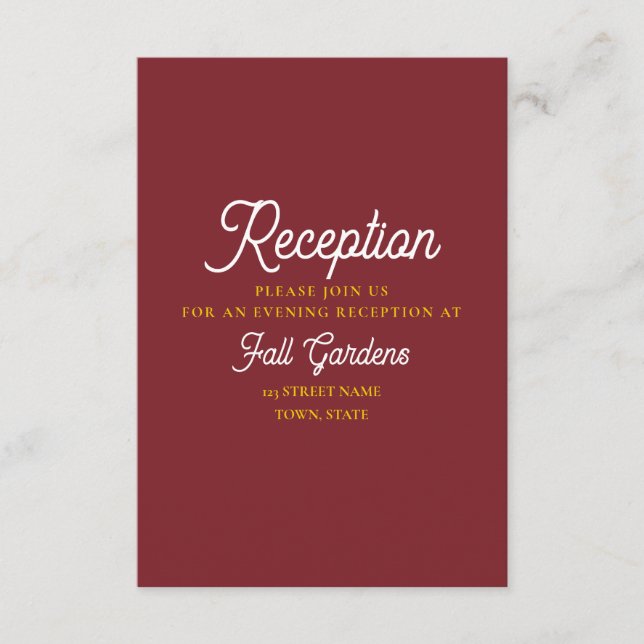 Cartão De Informações Recepção de casamento Retroativa Moderna (Frente)