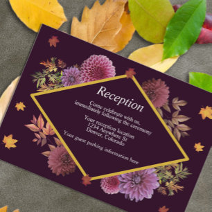 Cartão De Informações Recepção de casamento Romântica de Dahlia de outon