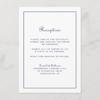 Recepção de Casamento Roteiro Elegante Azul Marinh