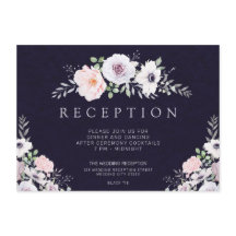 Recepção de Casamento Roxo Meia-Noite Floral Moder