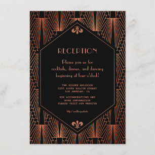 Cartão De Informações Recepção de Casamento Royal Gold Black Great Gatsb
