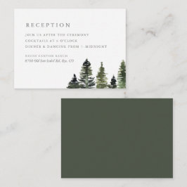 Cartão De Informações Recepção de casamento Rustic Watercolor Pine Trees