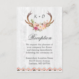 Cartão De Informações Recepção de Casamento Rústico Antler Madeira Boho 