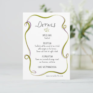 Cartão De Informações Recepção de Casamento Rústico com Aquarela Italian