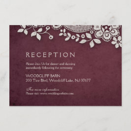 Cartão De Informações Recepção de casamento rústico em renda borgonha vi