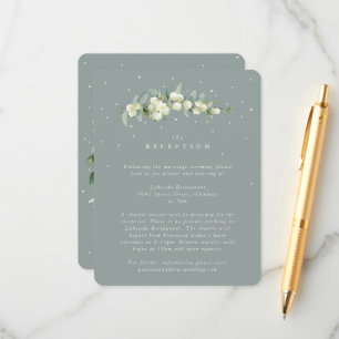 Cartão De Informações Recepção de Casamento Seafoam Snowberry+Eucalipto