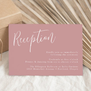 Cartão De Informações Recepção de Casamento Simple Script Dusty Rose