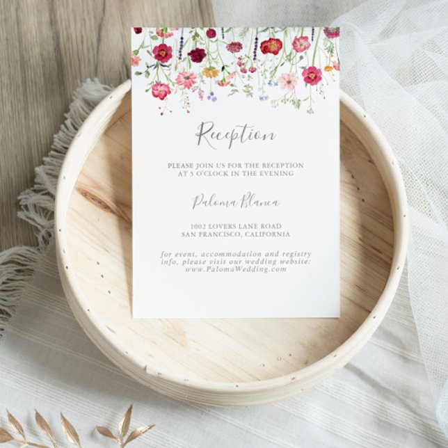 Cartão De Informações Recepção de Casamento Simples com Flores Silvestre (Criador carregado)
