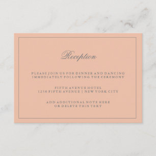 Cartão De Informações Recepção de Casamento Simples e Sofisticada Rosa B