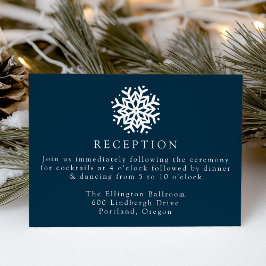 Cartão De Informações Recepção de Casamento Simples Floco de Neve Azul M