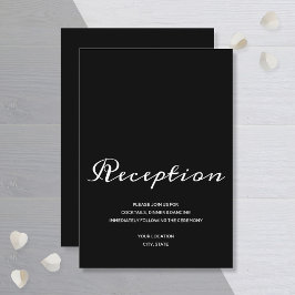 Cartão De Informações Recepção de Casamento Simples Preto e Branco dentr