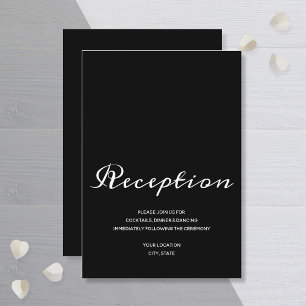 Cartão De Informações Recepção de Casamento Simples Preto e Branco dentr