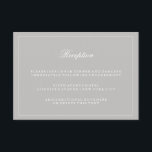 Cartão De Informações Recepção de Casamento Sofisticada em Cinza<br><div class="desc">Este cartão de inserção para recepção de casamento com visual clássico apresenta uma cor cinza suave e uma moldura e texto brancos. Este cartão foi feito para combinar perfeitamente com nossa coleção de casamento em cinza escuro,  que apresenta uma variedade de tons de cinza complementares que funcionam lindamente juntos.</div>