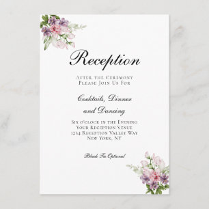 Cartão De Informações Recepção de Casamento Tradicional Floral Verde Ros