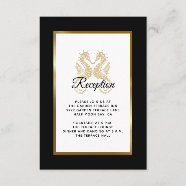 Cartão De Informações Recepção de casamento tropical Elegante Dourada do (Frente)