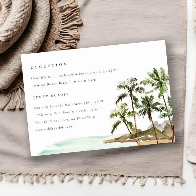 Cartão De Informações Recepção de casamento Tropical Palm Trees Beach Sa (Criador carregado)