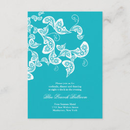 Cartão De Informações Recepção de Casamento Turquesa Paisley Pavão Chic