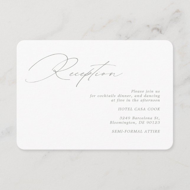 Cartão De Informações Recepção de casamento Verde da Caligrafia Moderna (Frente)