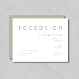 Cartão De Informações Recepção de casamento Verde Elegante Sage