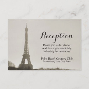Cartão De Informações Recepção de Casamento Vintage Torre Eiffel Paris
