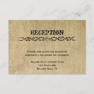 Cartão De Informações Recepção de Casamento Western Burlap