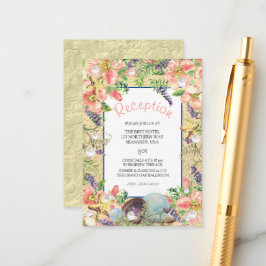 Cartão De Informações Recepção de Coral de Starfish Floral Rosa de Casam