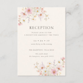 Cartão De Informações Recepção de Flores Silvestres Elegantes Casamento