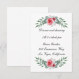 Cartão De Informações Recepção de Folhagem Rosa Rosa Rosa-Rosa-Rosa-Rosa