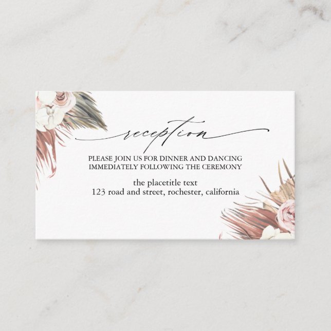 Cartão De Informações Recepção de Folhagem Tropical Seca (Frente)